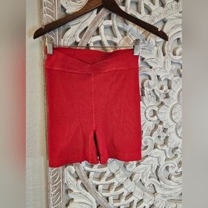 FP Movement by Free People Red Ribbed Bike Shorts